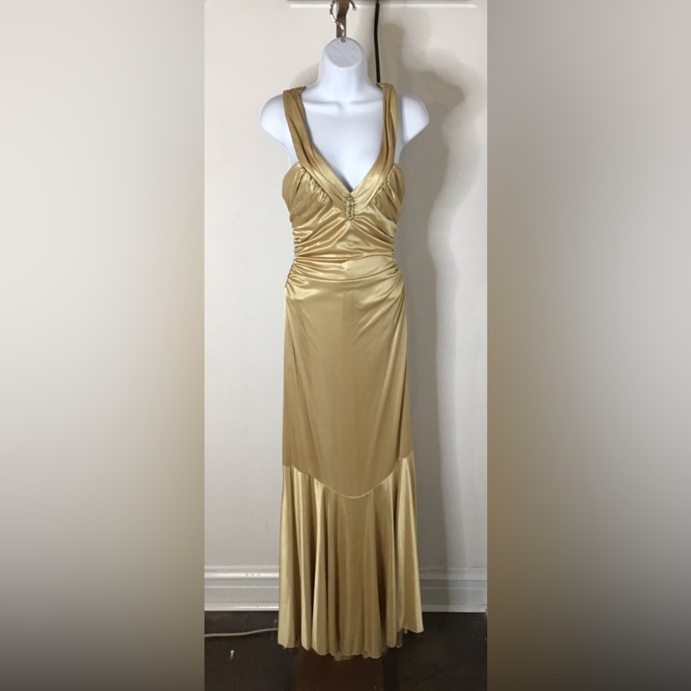 Masquerade Elegant Gold Maxi Dress Size 6
